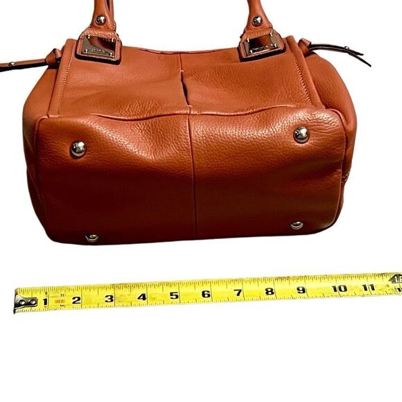 90’s Y2K Tignanello Leather Pumpkin Orange Pumpkin Spice Pebbled Shoulder Bad - Picture 15 of 16